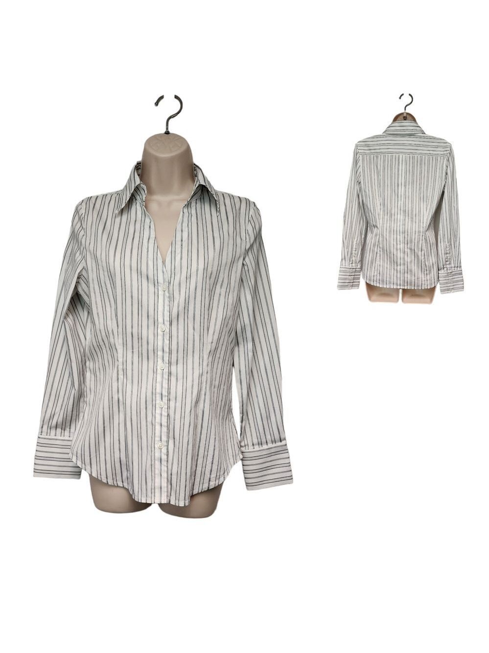 Express Design Long Sleeve Striped Black/White Shirt Size Small